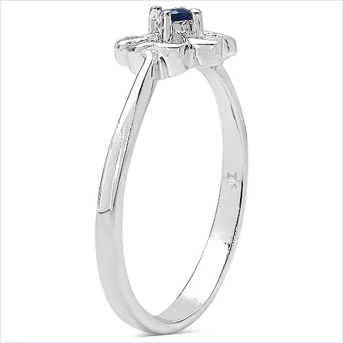0.07 Carat Genuine Blue Sapphire .925 Sterling Silver Ring - Image 3