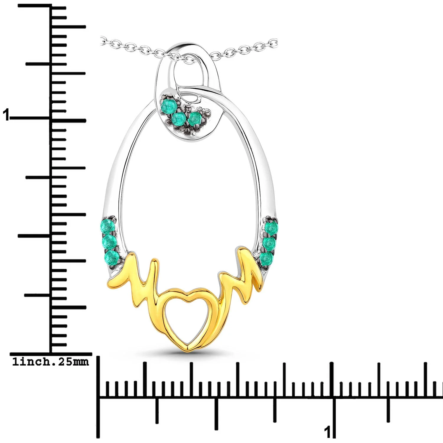 0.15 Carat Genuine Emerald .925 Sterling Silver Pendant - Image 3
