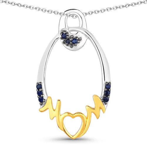 0.18 Carat Genuine Blue Sapphire .925 Sterling Silver Pendant - Image 5