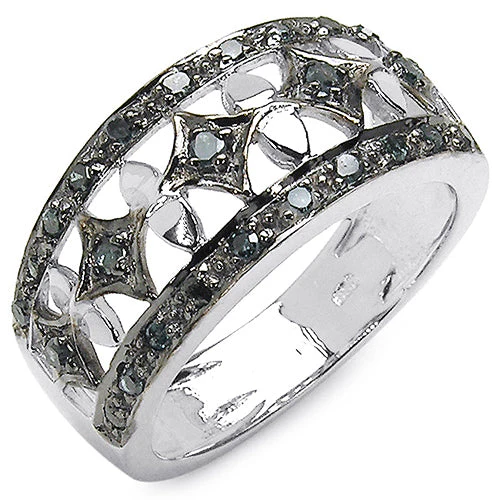 0.29 Carat Genuine Blue Diamond .925 Sterling Silver Ring