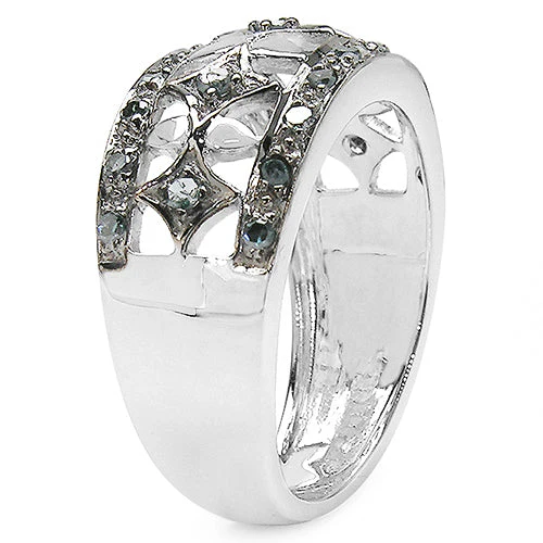 0.29 Carat Genuine Blue Diamond .925 Sterling Silver Ring - Image 2