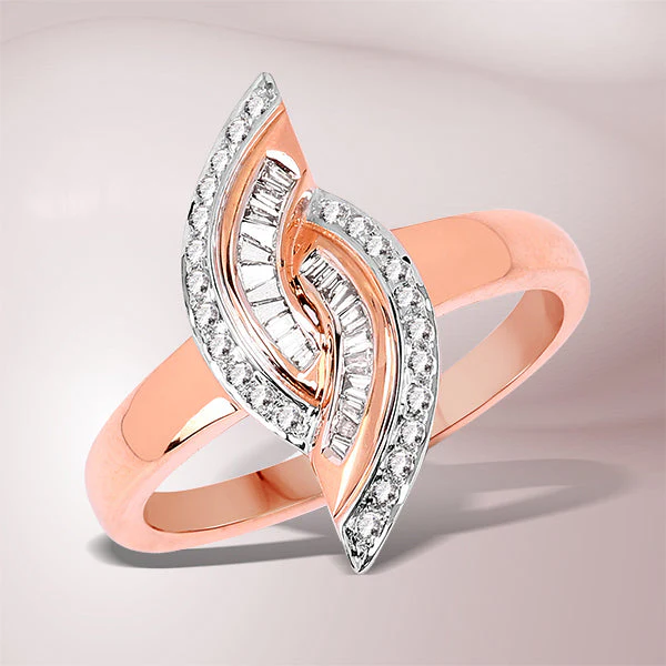 0.29 Carat Genuine White Diamond 14K Rose Gold Ring (E-F Color, SI1-SI2 Clarity)