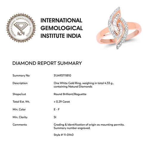 0.29 Carat Genuine White Diamond 14K Rose Gold Ring (E-F Color, SI1-SI2 Clarity) - Image 12