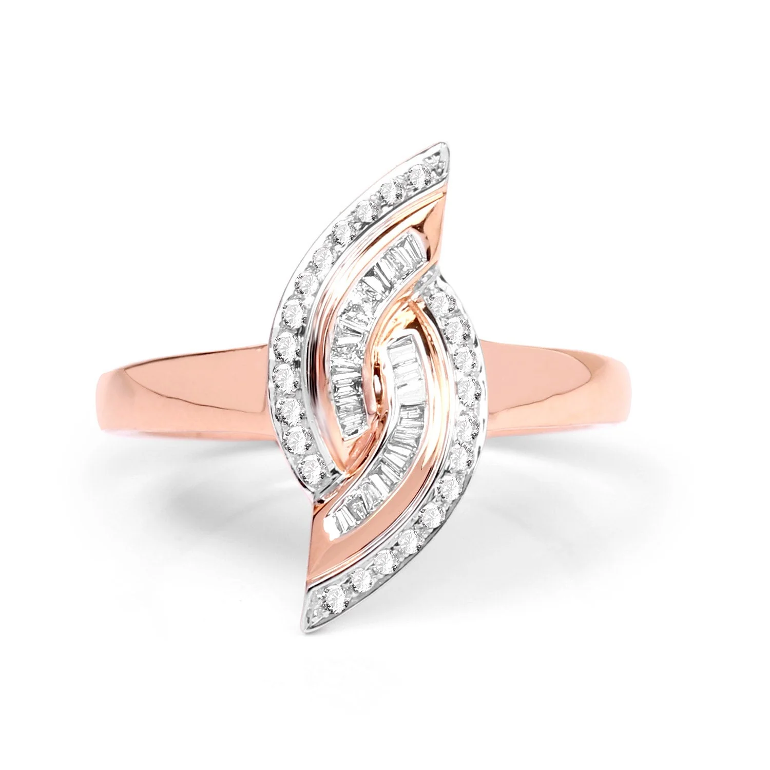 0.29 Carat Genuine White Diamond 14K Rose Gold Ring (E-F Color, SI1-SI2 Clarity) - Image 3