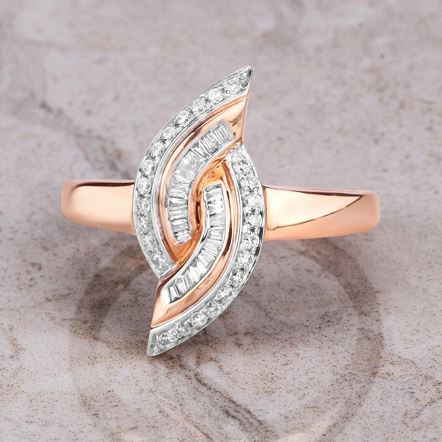 0.29 Carat Genuine White Diamond 14K Rose Gold Ring (E-F Color, SI1-SI2 Clarity) - Image 4