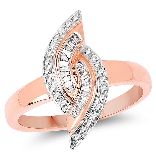 0.29 Carat Genuine White Diamond 14K Rose Gold Ring (E-F Color, SI1-SI2 Clarity) - Image 5