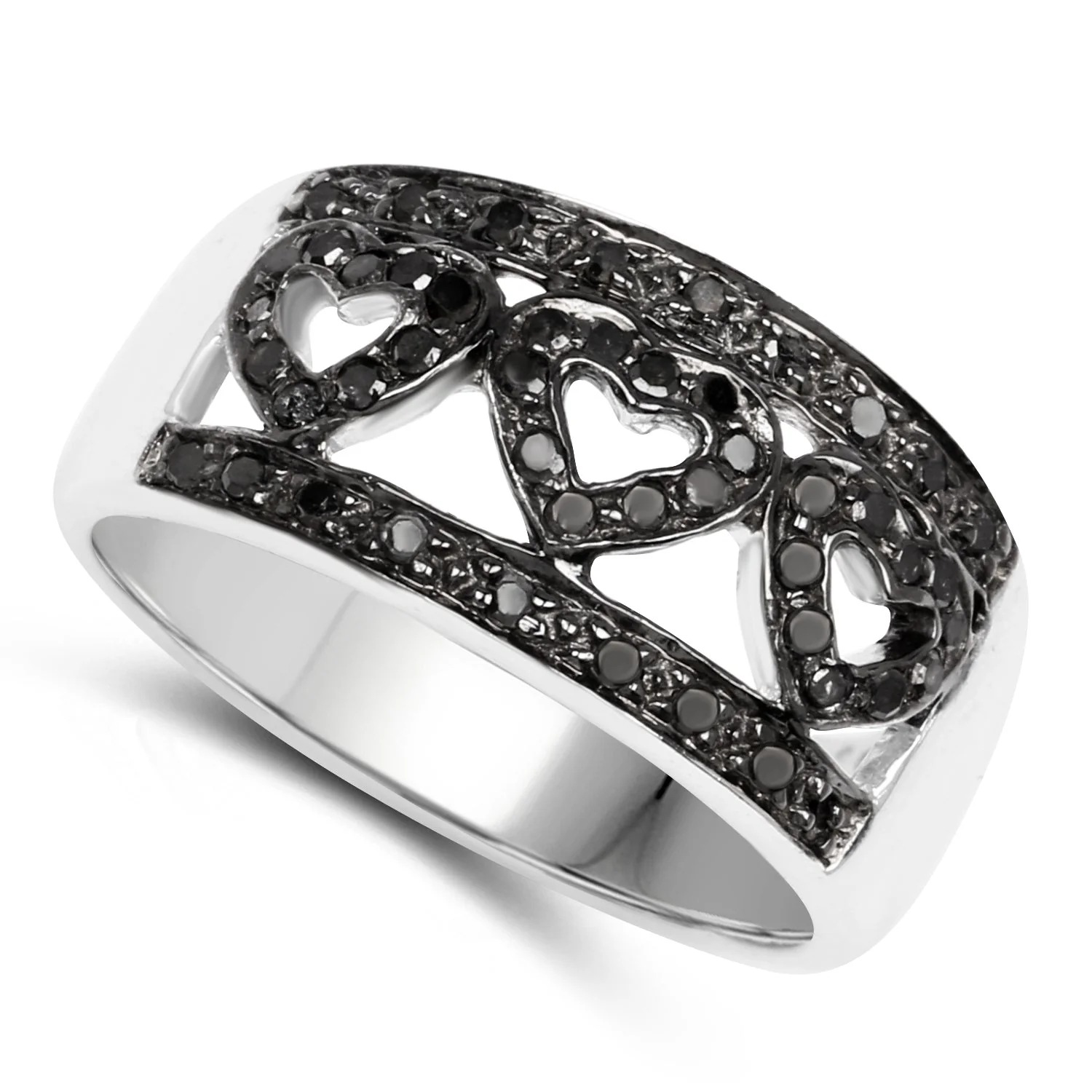 0.32 Carat Genuine Black Diamond .925 Sterling Silver Ring - Image 2