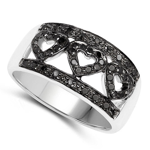 0.32 Carat Genuine Black Diamond .925 Sterling Silver Ring - Image 5