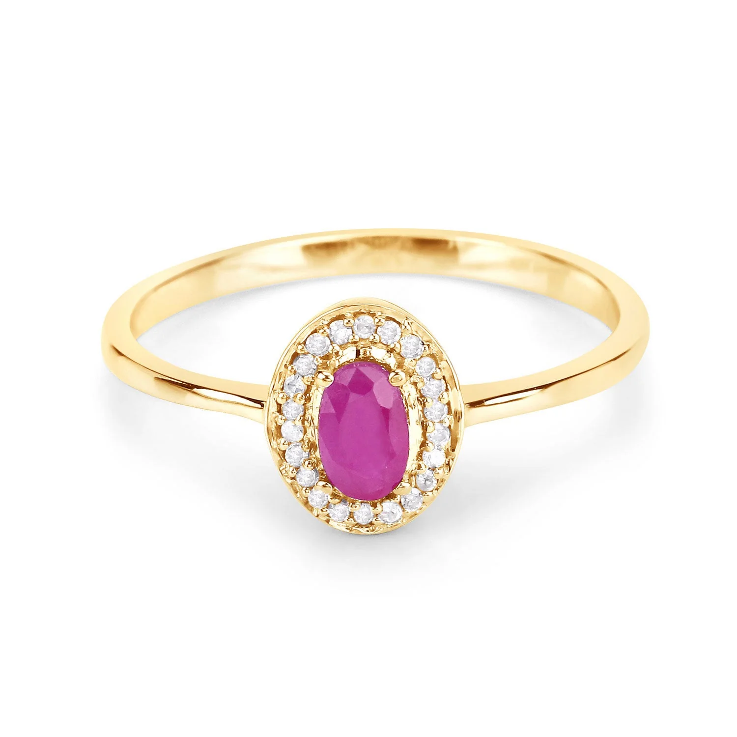 0.33 Carat Genuine Ruby and White Diamond 14K Yellow Gold Ring - Image 3
