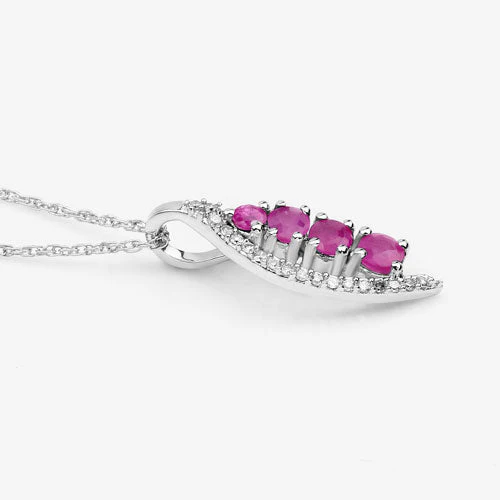 0.43 Carat Genuine Ruby and White Diamond 14K White Gold Pendant - Image 10