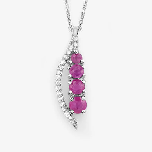 0.43 Carat Genuine Ruby and White Diamond 14K White Gold Pendant - Image 11