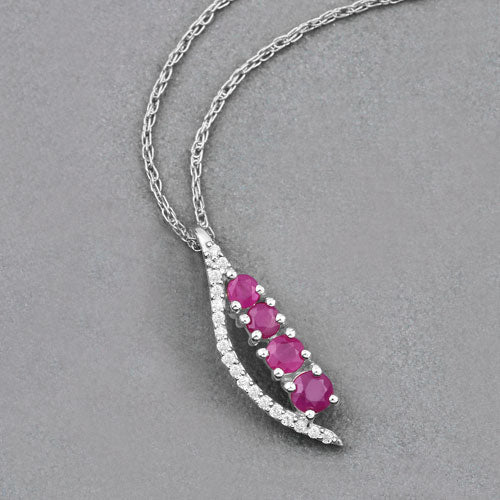0.43 Carat Genuine Ruby and White Diamond 14K White Gold Pendant - Image 7