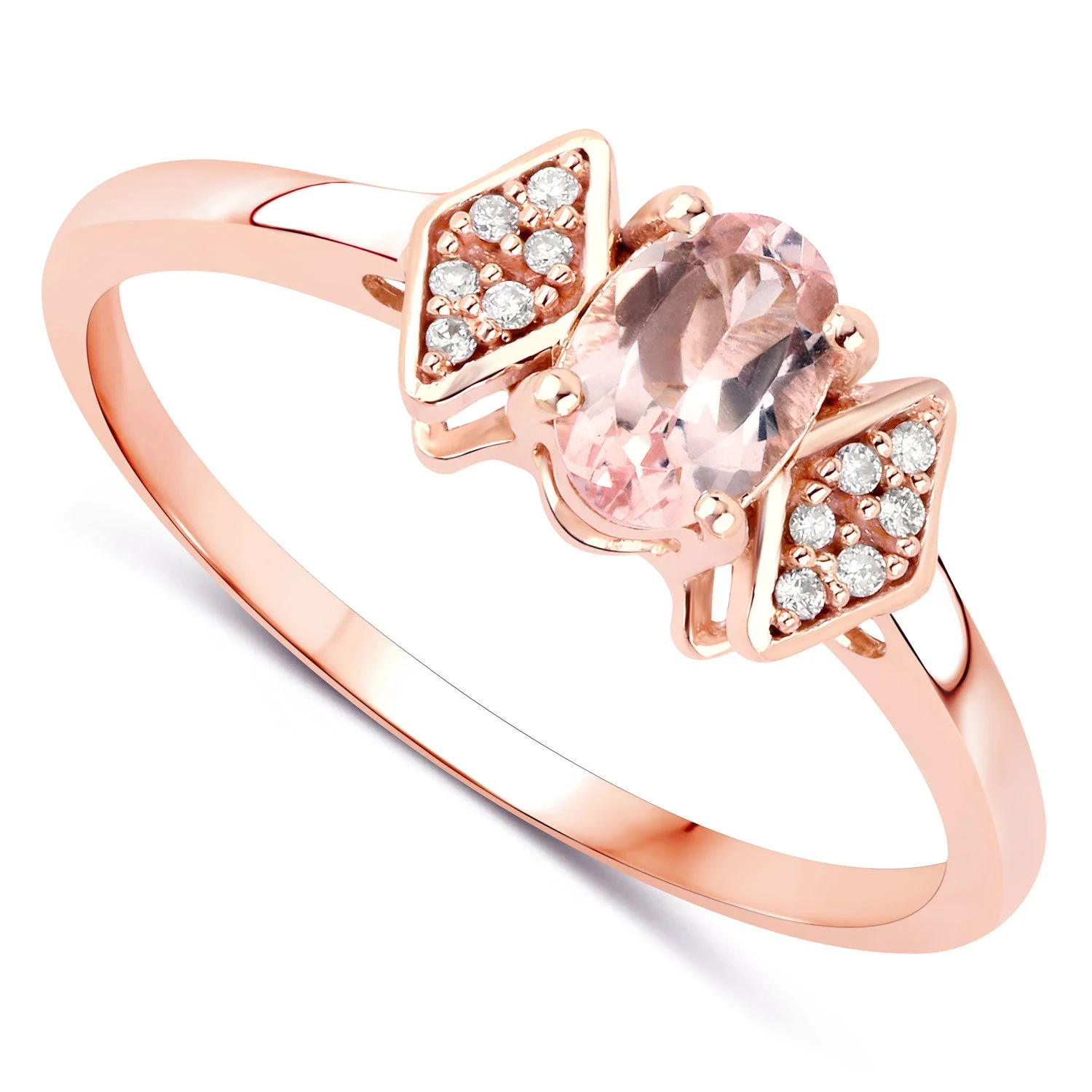 0.46 Carat Genuine Morganite and White Diamond 14K Rose Gold Ring - Image 2