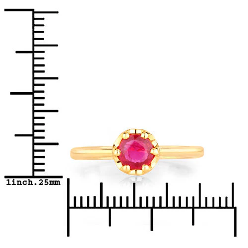 0.50 Carat Genuine Ruby 14K Yellow Gold Ring - Image 3