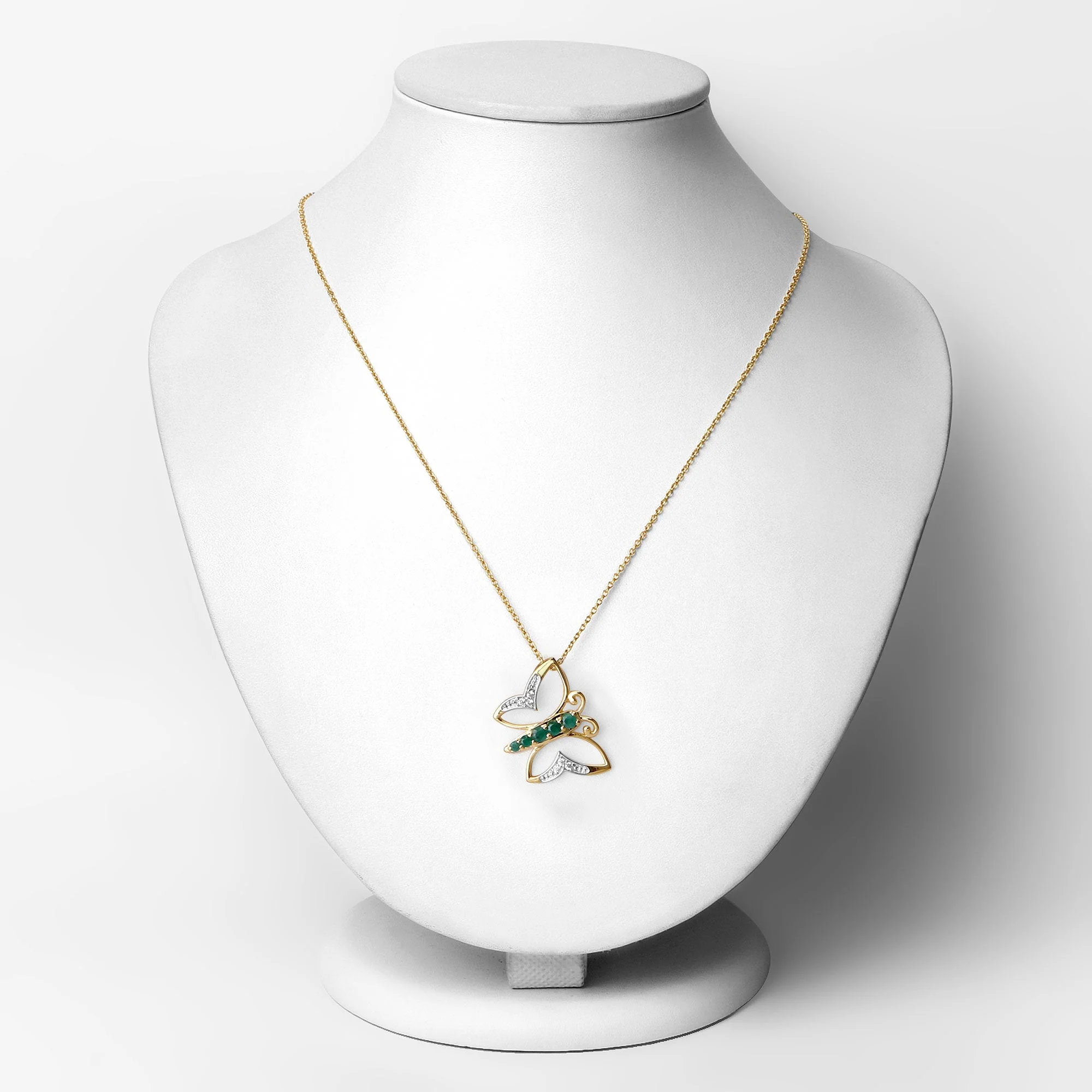 0.51 Carat Genuine Emerald and White Zircon .925 Sterling Silver Necklace - Image 2