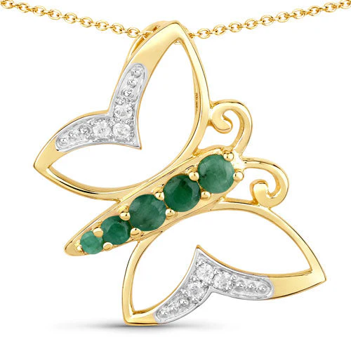 0.51 Carat Genuine Emerald and White Zircon .925 Sterling Silver Necklace - Image 5