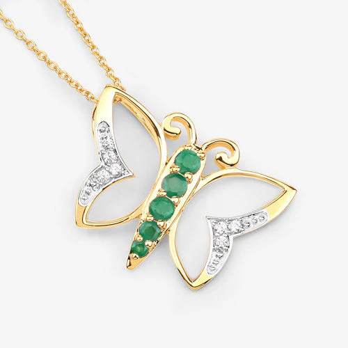 0.51 Carat Genuine Emerald and White Zircon .925 Sterling Silver Necklace - Image 8
