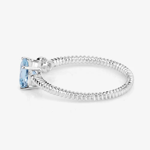 0.52 Carat Genuine Aquamarine and White Diamond 14K White Gold Ring - Image 11