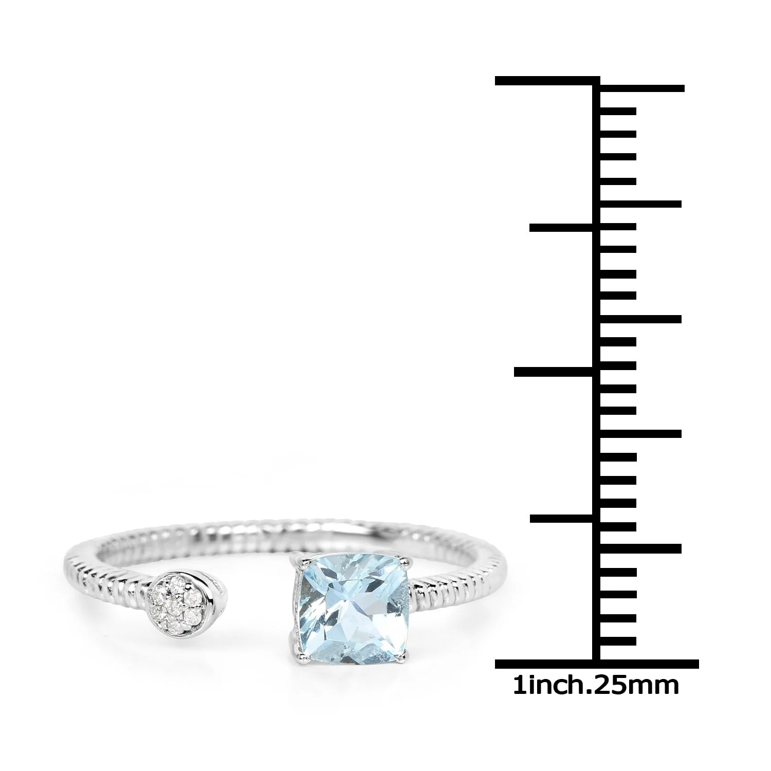 0.52 Carat Genuine Aquamarine and White Diamond 14K White Gold Ring - Image 3