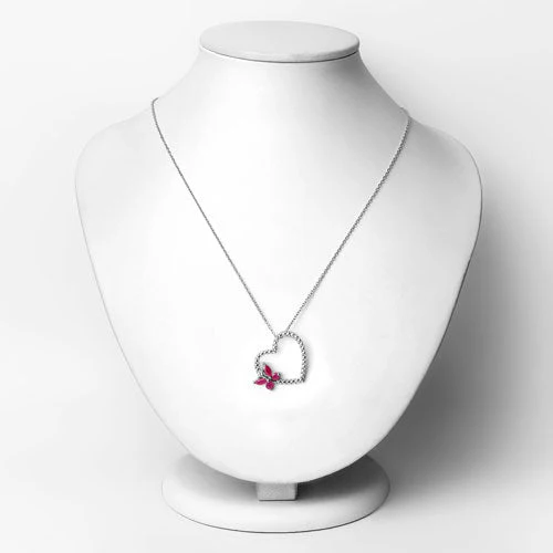 0.52 Carat Genuine Ruby and Created White Sapphire .925 Sterling Silver Pendant - Image 2