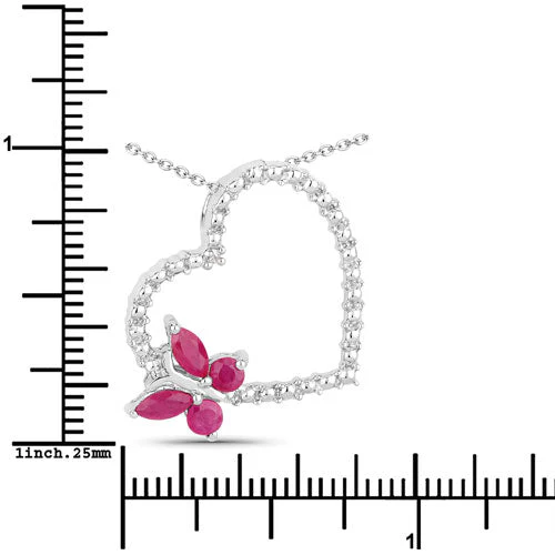 0.52 Carat Genuine Ruby and Created White Sapphire .925 Sterling Silver Pendant - Image 3