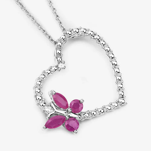 0.52 Carat Genuine Ruby and Created White Sapphire .925 Sterling Silver Pendant - Image 4