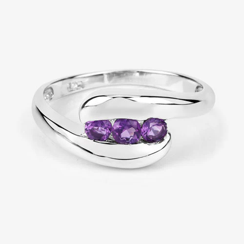 0.54 Carat Genuine Amethyst .925 Sterling Silver Ring - Image 14