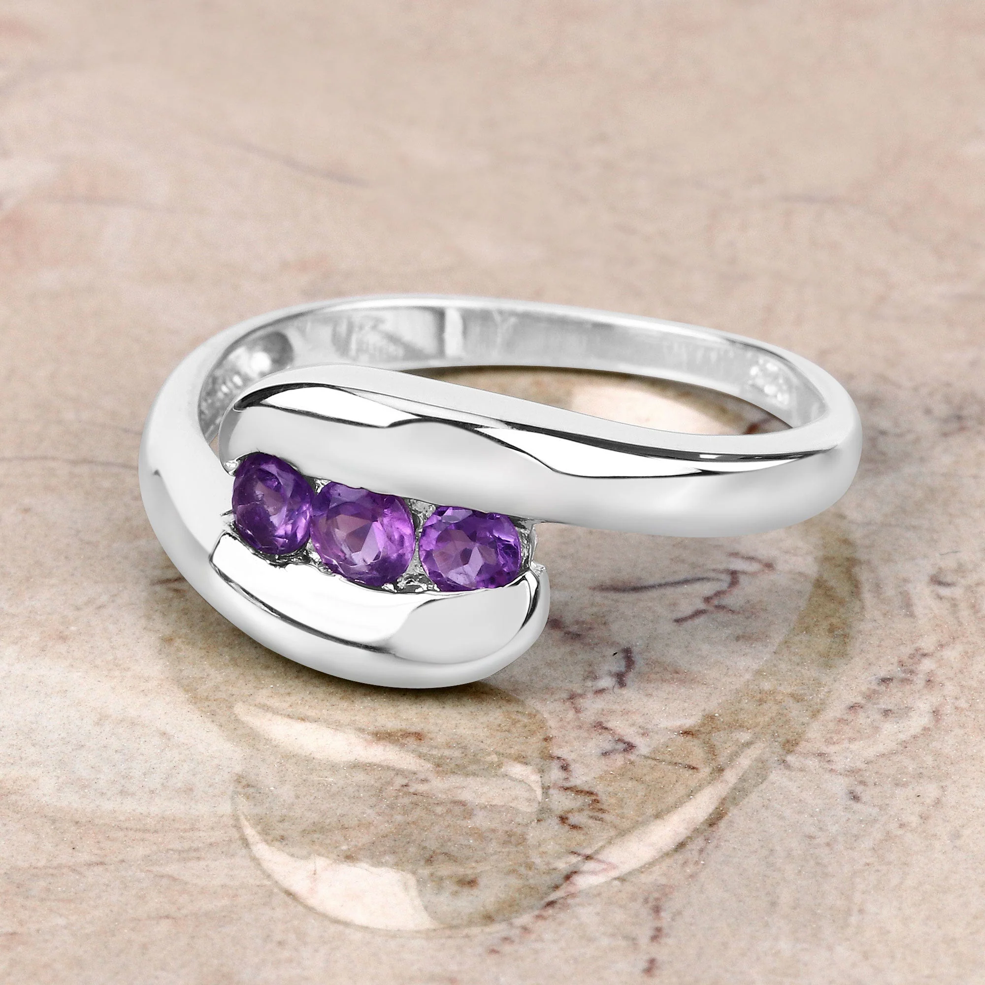 0.54 Carat Genuine Amethyst .925 Sterling Silver Ring - Image 4