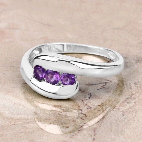 0.54 Carat Genuine Amethyst .925 Sterling Silver Ring - Image 8