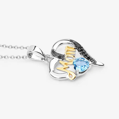 0.57 Carat Genuine Swiss Blue Topaz and Black Spinel .925 Sterling Silver Pendant - Image 10