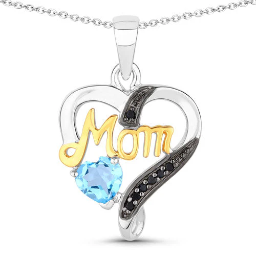 0.57 Carat Genuine Swiss Blue Topaz and Black Spinel .925 Sterling Silver Pendant - Image 5