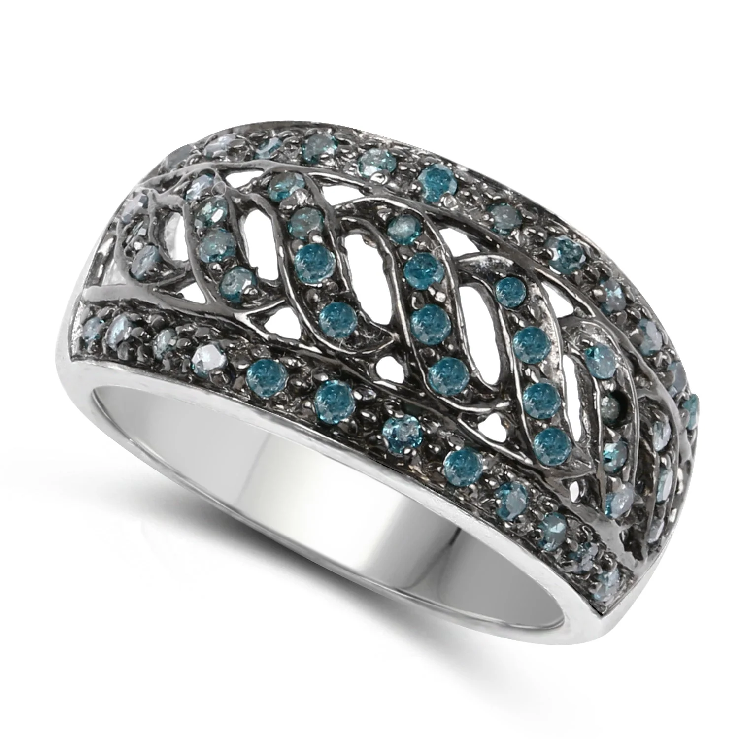 0.60 Carat Genuine Blue Diamond .925 Sterling Silver Ring - Image 2