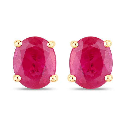 0.60 Carat Genuine Ruby 14K Yellow Gold Earrings