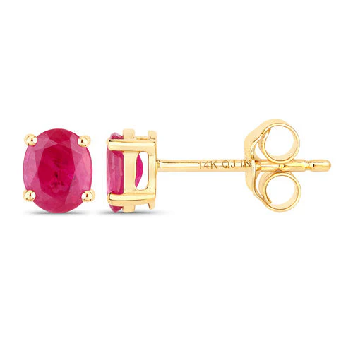 0.60 Carat Genuine Ruby 14K Yellow Gold Earrings - Image 2