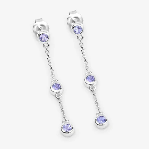 0.60 Carat Genuine Tanzanite .925 Sterling Silver Earrings - Image 10