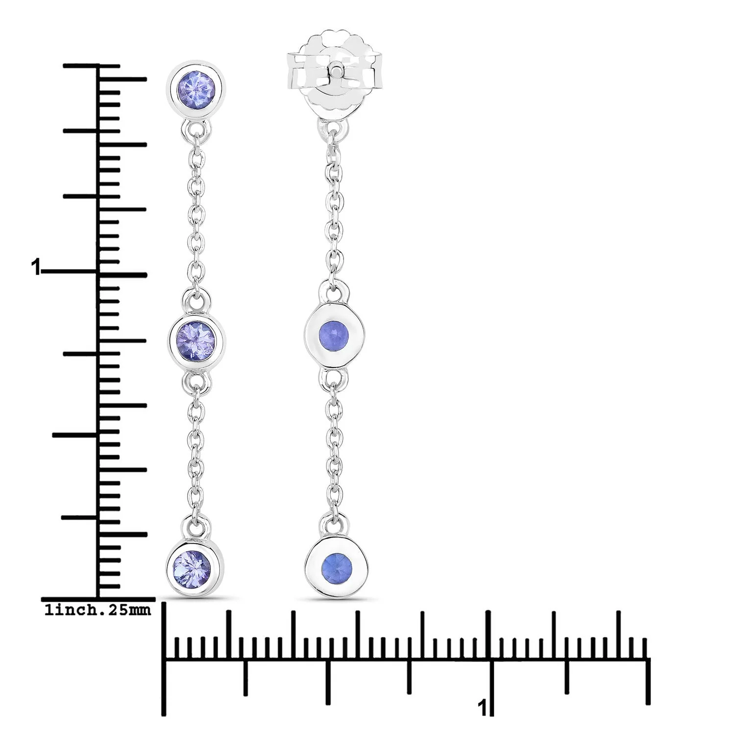 0.60 Carat Genuine Tanzanite .925 Sterling Silver Earrings - Image 3