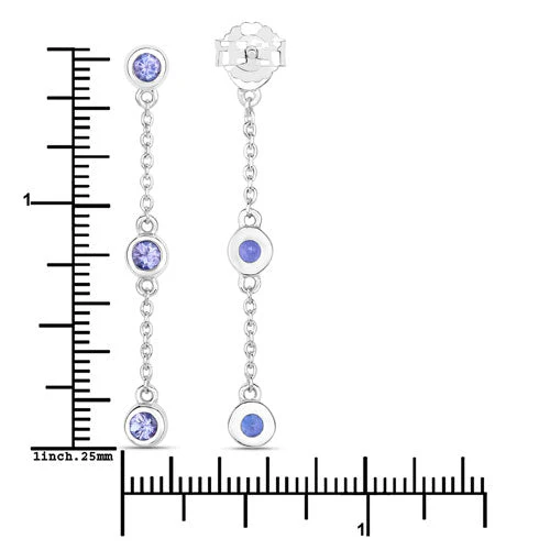 0.60 Carat Genuine Tanzanite .925 Sterling Silver Earrings - Image 7