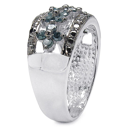 0.62 Carat Genuine Blue Diamond .925 Sterling Silver Ring - Image 2