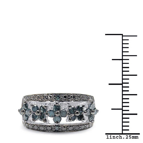 0.62 Carat Genuine Blue Diamond .925 Sterling Silver Ring - Image 3