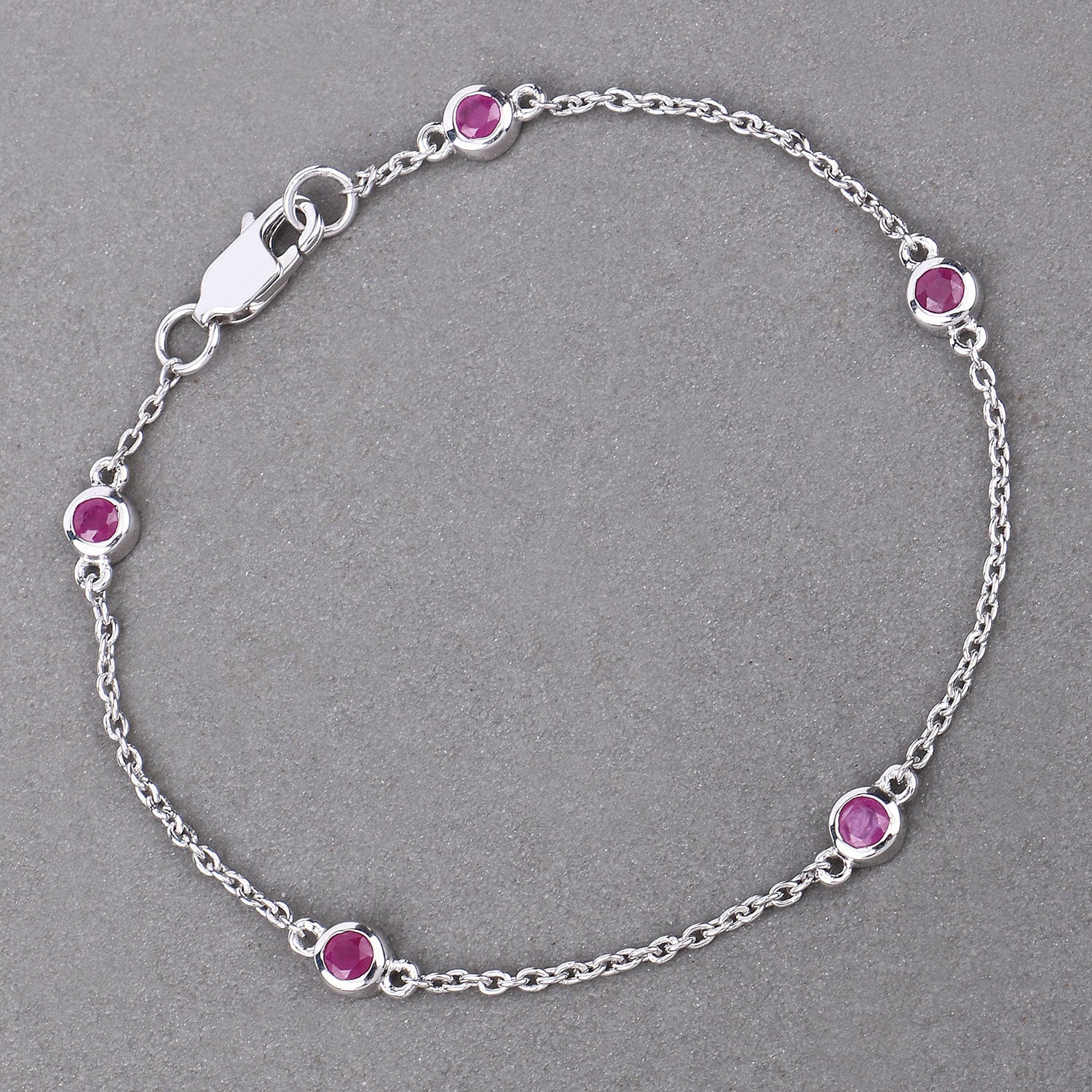 0.65 Carat Genuine Ruby .925 Sterling Silver Bracelet - Image 4