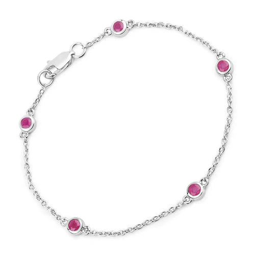0.65 Carat Genuine Ruby .925 Sterling Silver Bracelet - Image 5