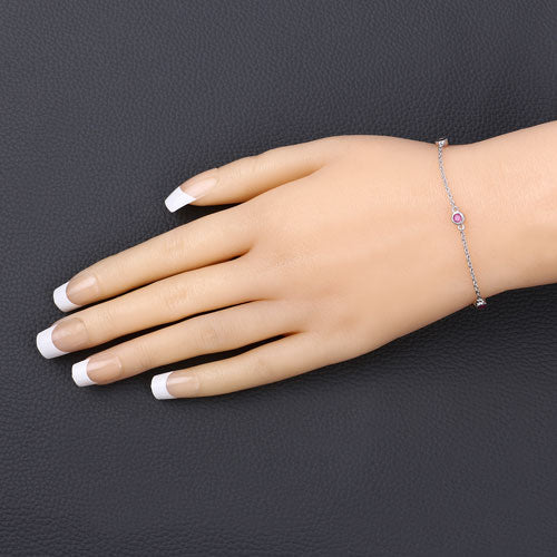 0.65 Carat Genuine Ruby .925 Sterling Silver Bracelet - Image 9