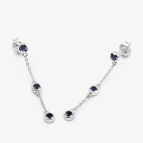 0.66 Carat Genuine Blue Sapphire .925 Sterling Silver Earrings - Image 12