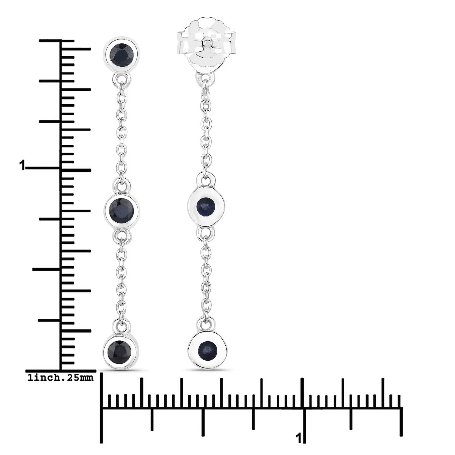 0.66 Carat Genuine Blue Sapphire .925 Sterling Silver Earrings - Image 3