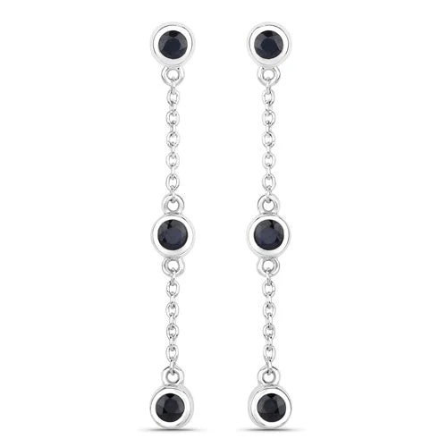 0.66 Carat Genuine Blue Sapphire .925 Sterling Silver Earrings - Image 5