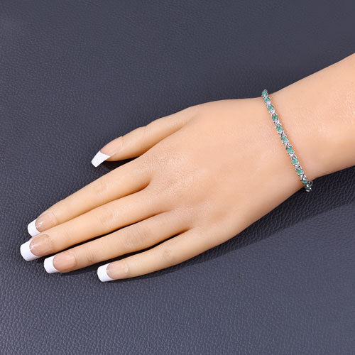 0.72 Carat Genuine Emerald .925 Sterling Silver Bracelet - Image 8