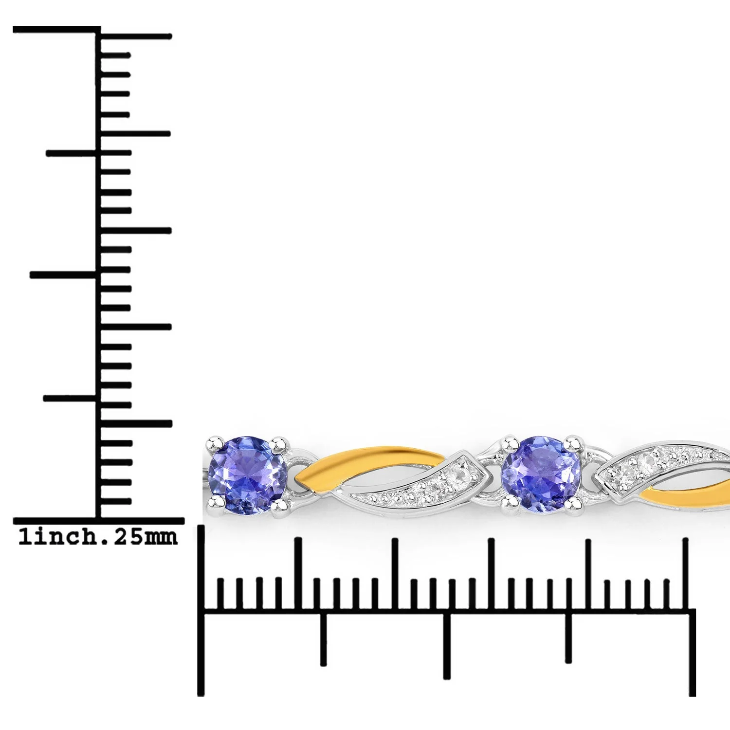 0.77 Carat Genuine Tanzanite and White Sapphire .925 Sterling Silver Bracelet - Image 3