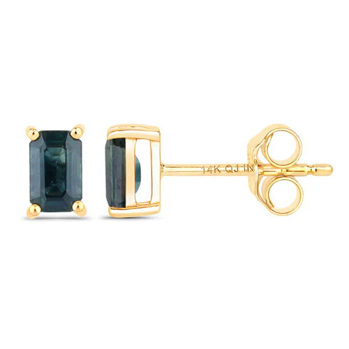 0.80 Carat Genuine Blue Sapphire 14K Yellow Gold Earrings - Image 2