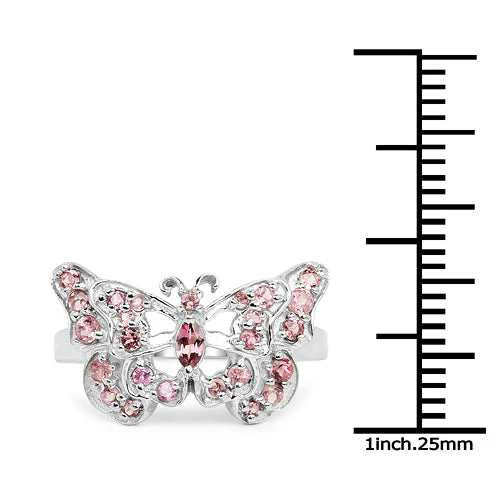 0.83 Carat Genuine Pink Tourmaline .925 Sterling Silver Ring - Image 6