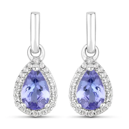 0.85 Carat Genuine Tanzanite and White Topaz .925 Sterling Silver Earrings - Image 2